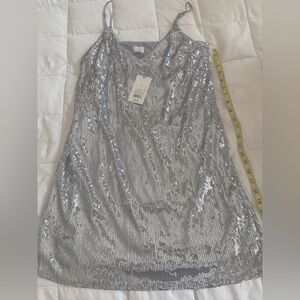 NWT Silver Sequin Mini Dress size small